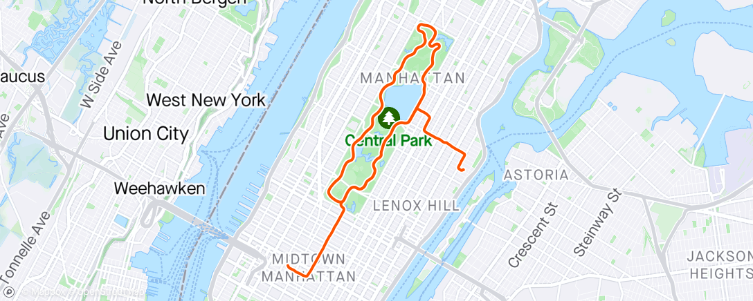 Map of the activity, Wed loops in Central Park