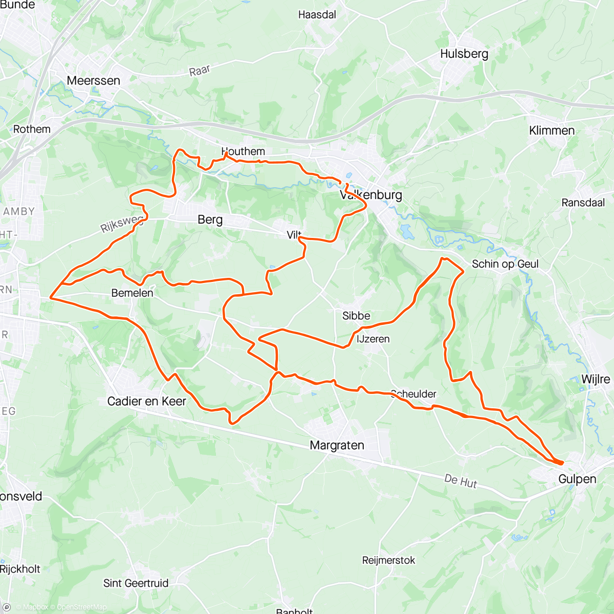 Map of the activity, Uci gravel Valkenburg