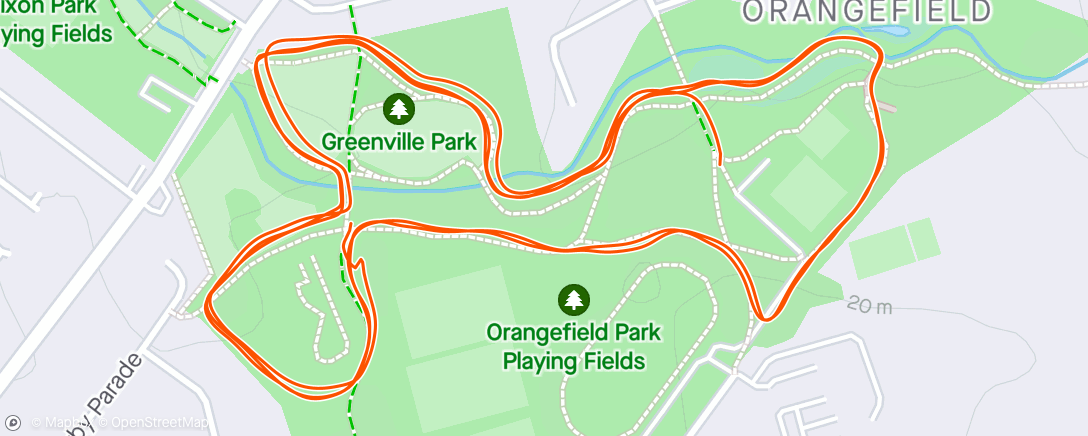 Map of the activity, Orangefield Parkrun