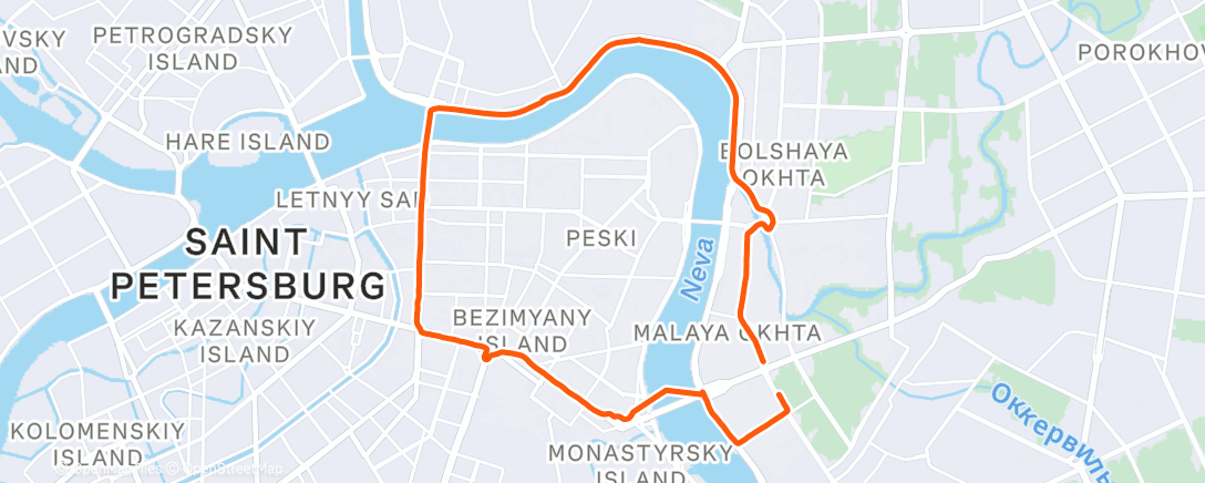Map of the activity, Evening Run
