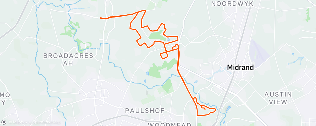 Mappa dell'attività Lekker ride in Kyalami AH 🌄🚵🏼‍♂️💨🚵🏼‍♂️💨