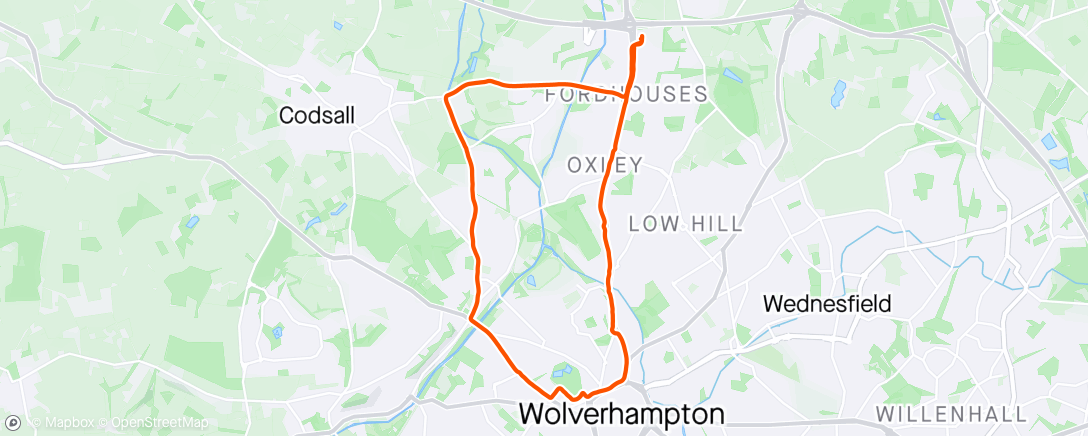 Map of the activity, 10 mile jog