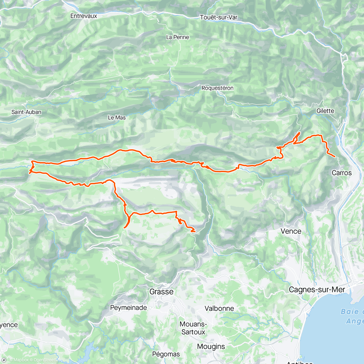 Map of the activity, Lunch Ride