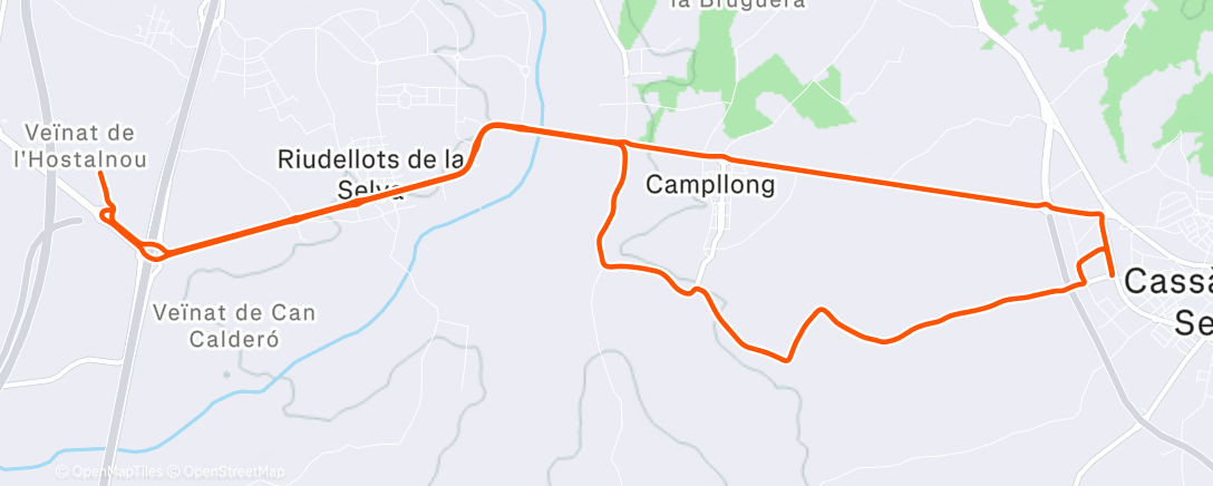 Map of the activity, Cycling
