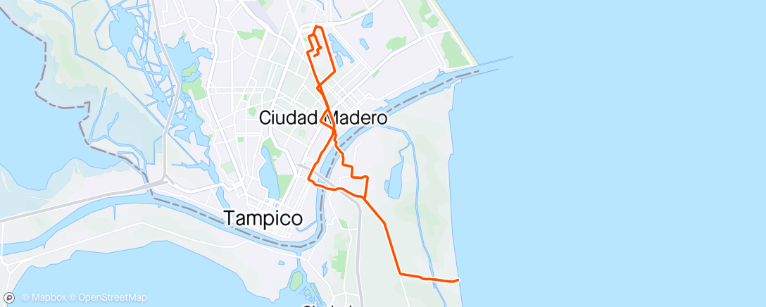 Map of the activity, Rodadas nocturnas Titisbikers 
Cd. Madero, Playa Hermosa