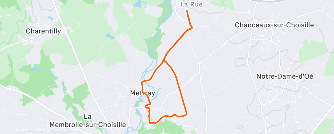 Map of the activity, Course à pied le midi