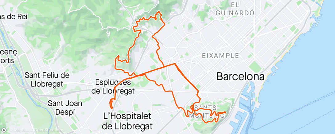Map of the activity, Camí Aigües - Montjuic