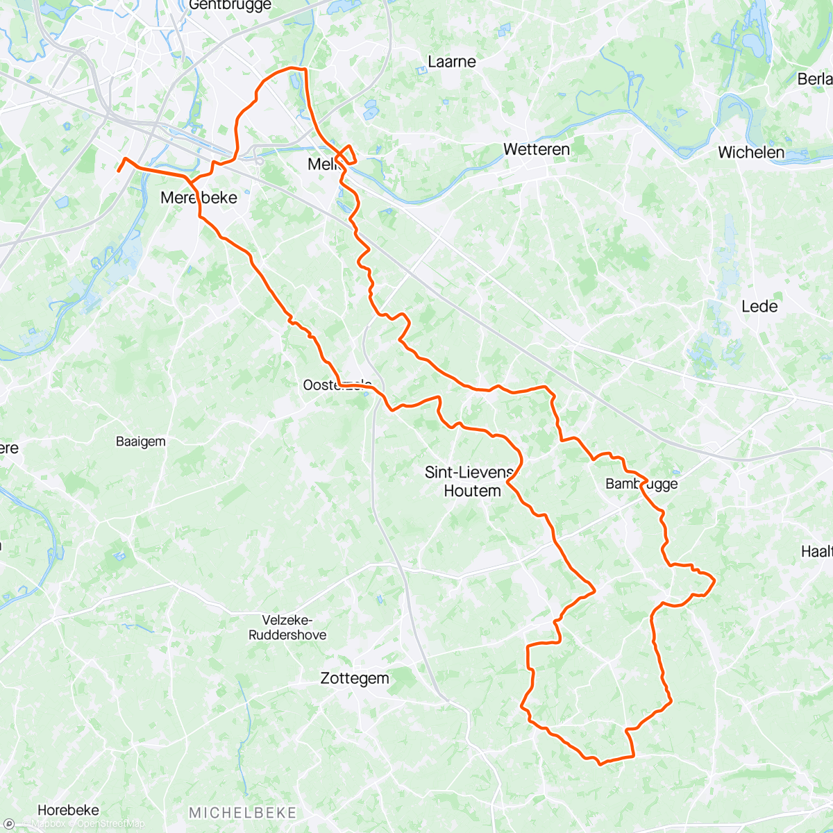 Map of the activity, Robozondag: Sint-Lievens-Houtem met veel wind