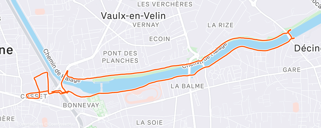 Map of the activity, Course à pied dans l'après-midi