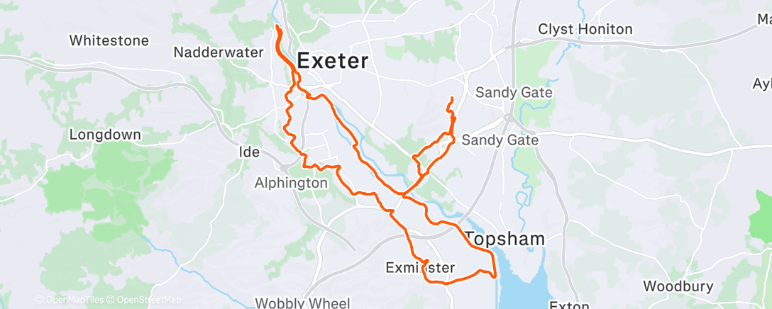 Map of the activity, Cycle circuit, Exeter