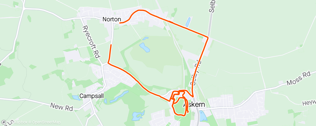Map of the activity, Threshold running around Askern pit top