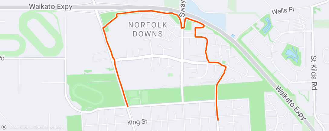 Map of the activity, Jog to Suburban