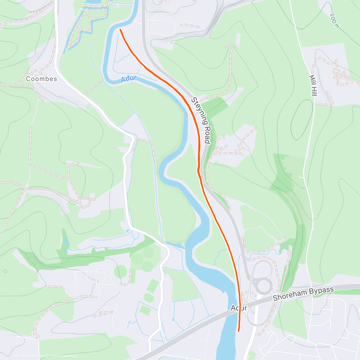 Map of the activity, 1100 - Xmas Day parkrun at Downs Link! 🎄