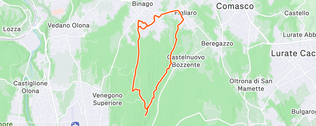 Map of the activity, Sessione di trail running mattutina