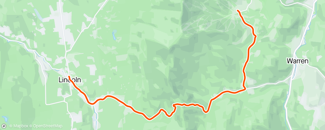 Map of the activity, Over Lincoln gap to probably the last day of lift service