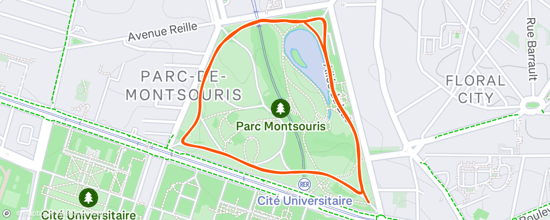 Map of the activity, Parkrun Montsouris