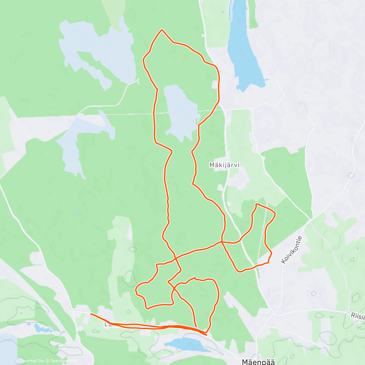 Map of the activity, Suunnistusvedot 16x0,5km Mäenpää