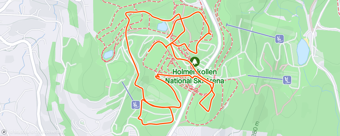 Map of the activity, O-løp KM-sprint Holmenkollen 😀