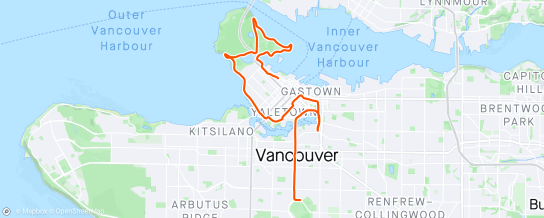 Map of the activity, Vancouver Half Marathon