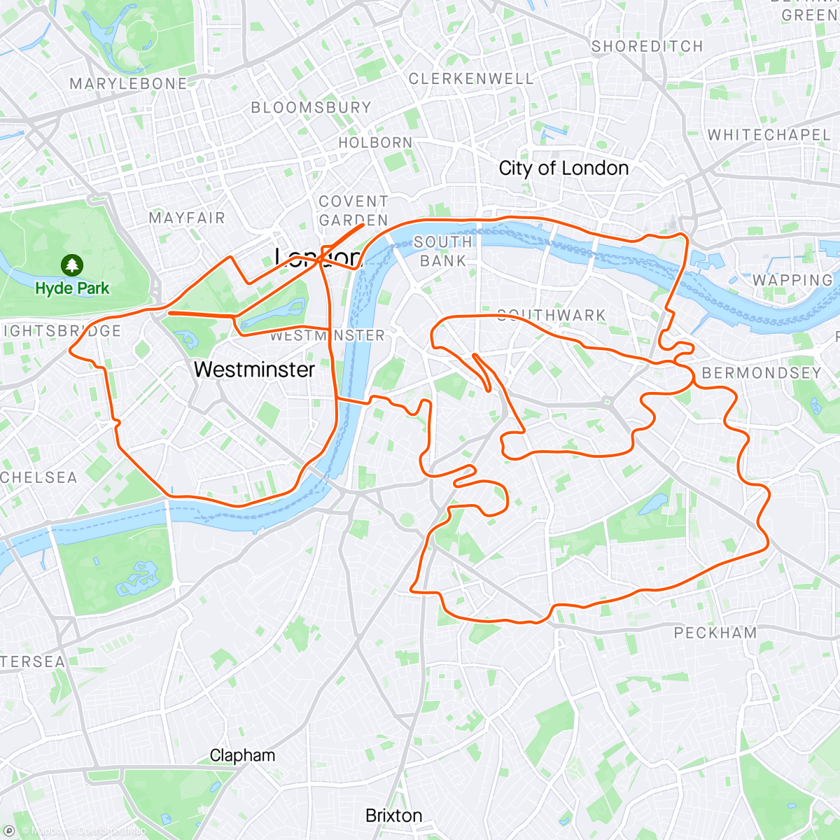 「Zwift - Triple Loops in London」活動的地圖