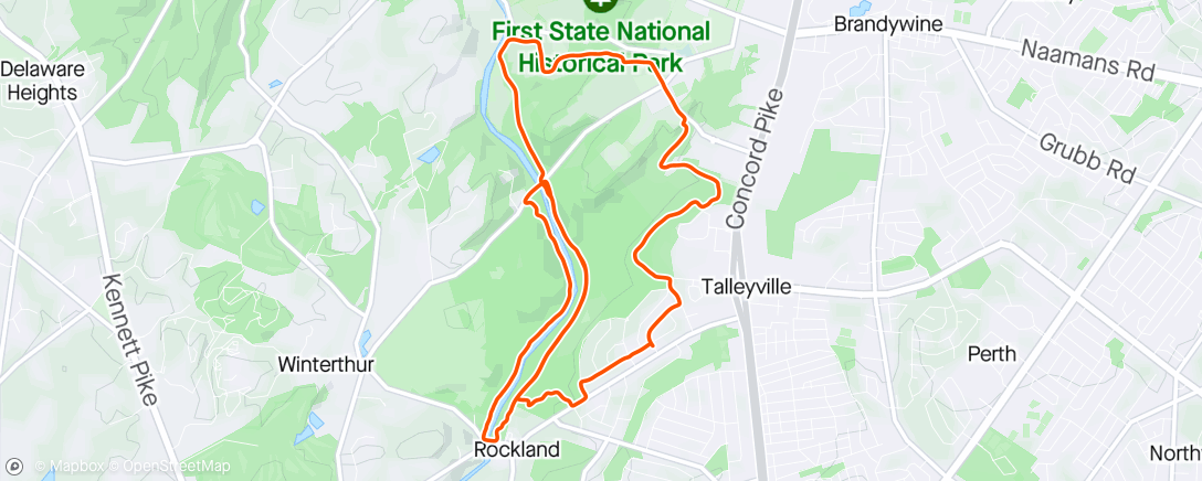 Map of the activity, Overdue Delaware run