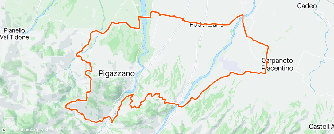 Map of the activity, Piozzano Rezzanello Costa della bulla Rallio