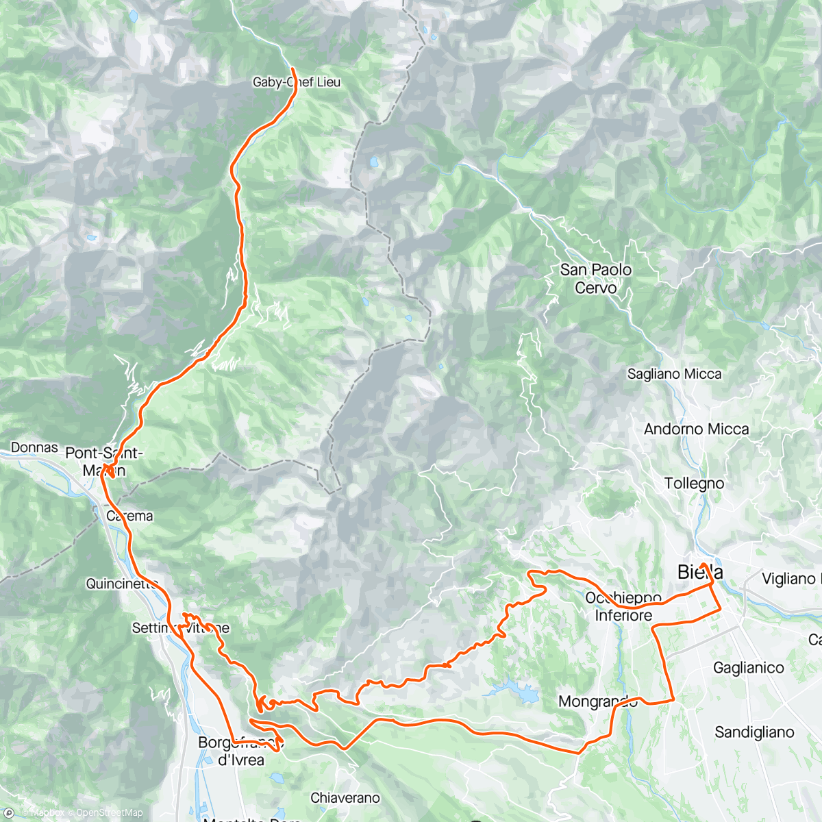Mapa da atividade, Italia dag 5, Aosta-dalen.