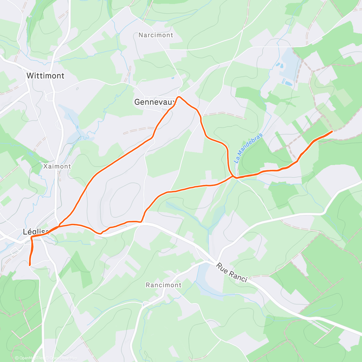 Map of the activity, 🇧🇪 Kalter Run durch den Schnee mit Mia