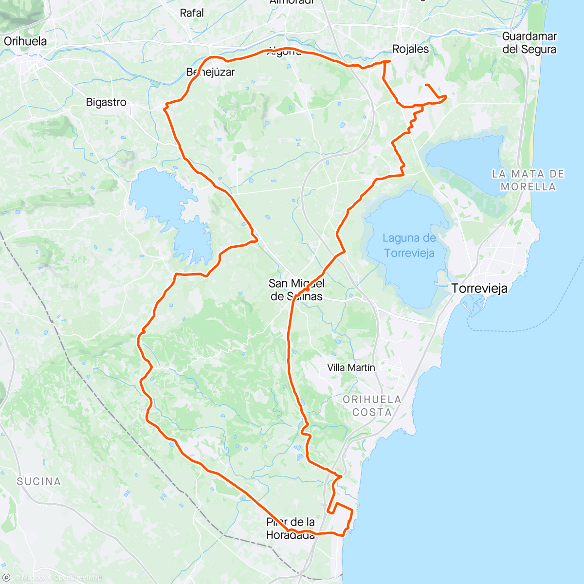 Map of the activity, Today’s 🚴‍♂️Ride in 🌞🇪🇸 with QCG over Puke Hill an down to the seafront at Torre De La Horedada for A Coffee stop then back to Quesada for the Finale 🤠✅