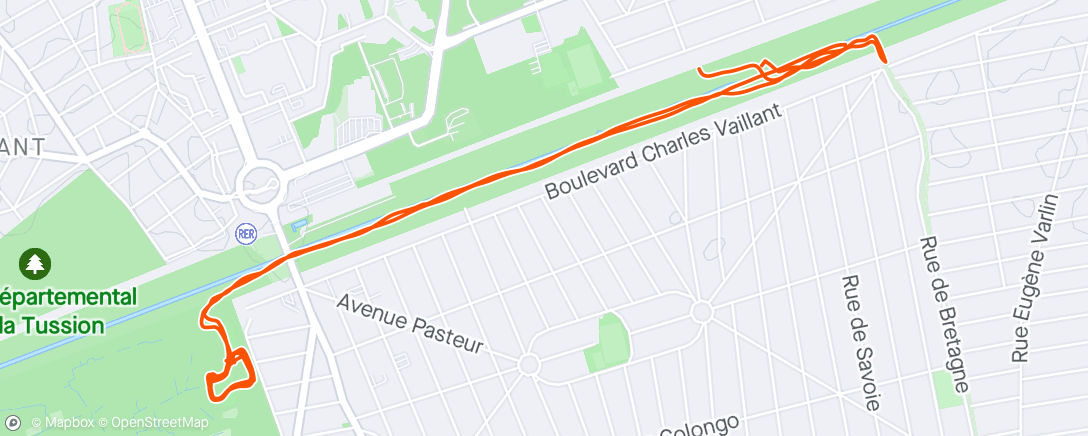 Map of the activity, Entraînement Trail