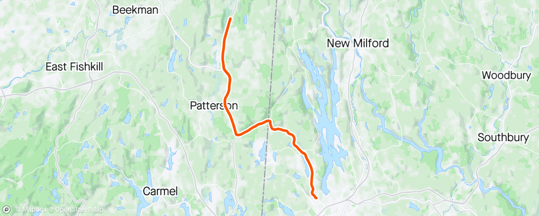 Mapa de la actividad, Danbury, 37N, H.Hollow, 22N to Pawling-NY and back