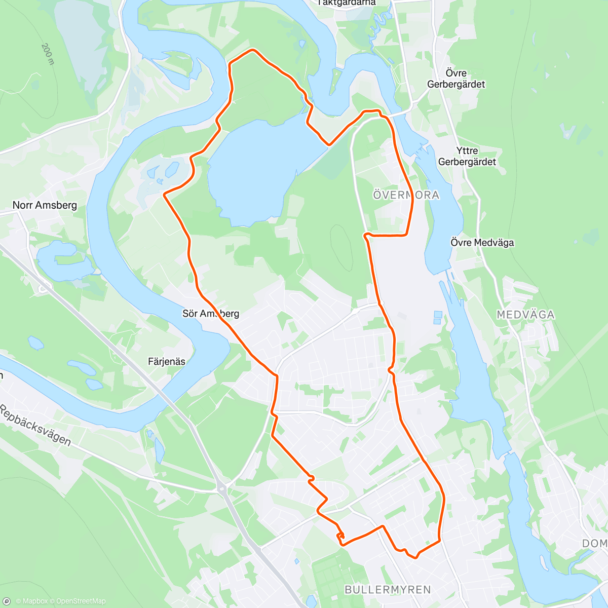 Map of the activity, Löpning