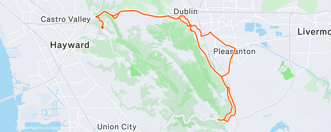 Map of the activity, Sunol loop with the fam plus Beaver and Mark