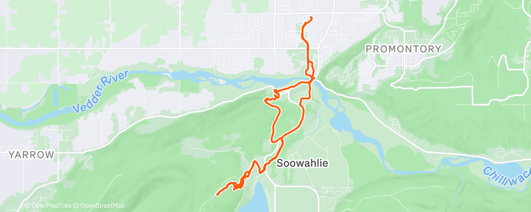 Map of the activity, "90" min easy run