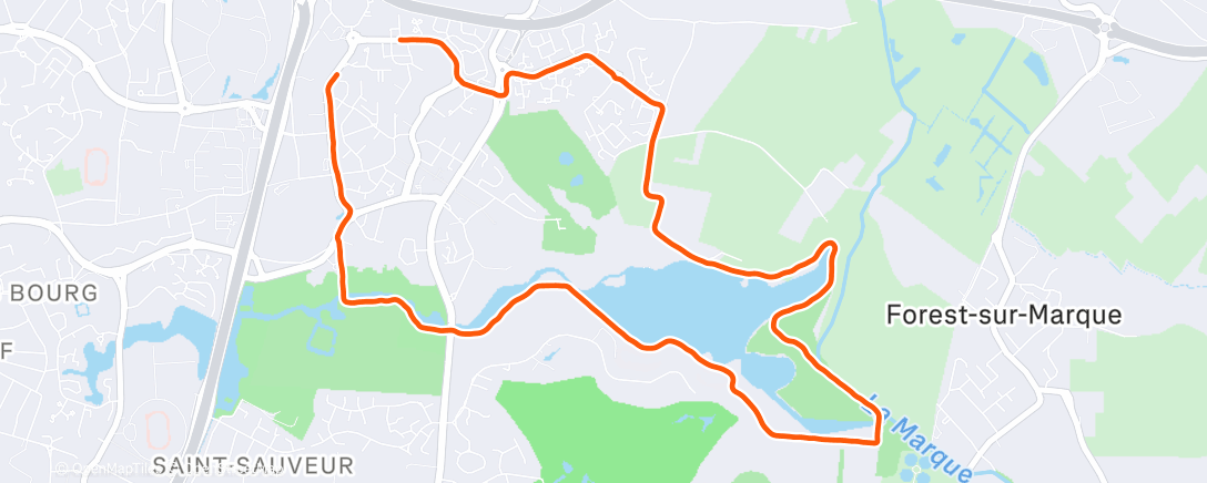Map of the activity, 🏃‍♂️‍➡️ Au travail : 1600m, 800m, 400m, 1600m / r : 1'