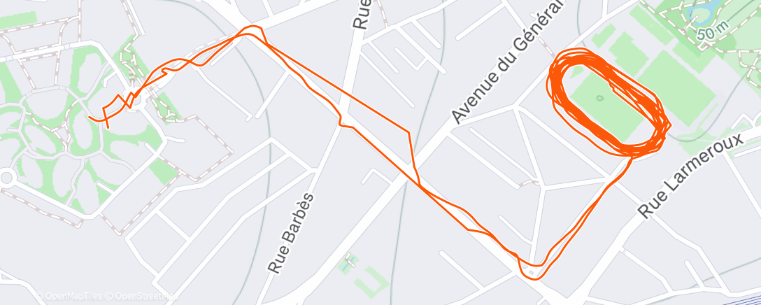 Map of the activity, Courte séance sur piste