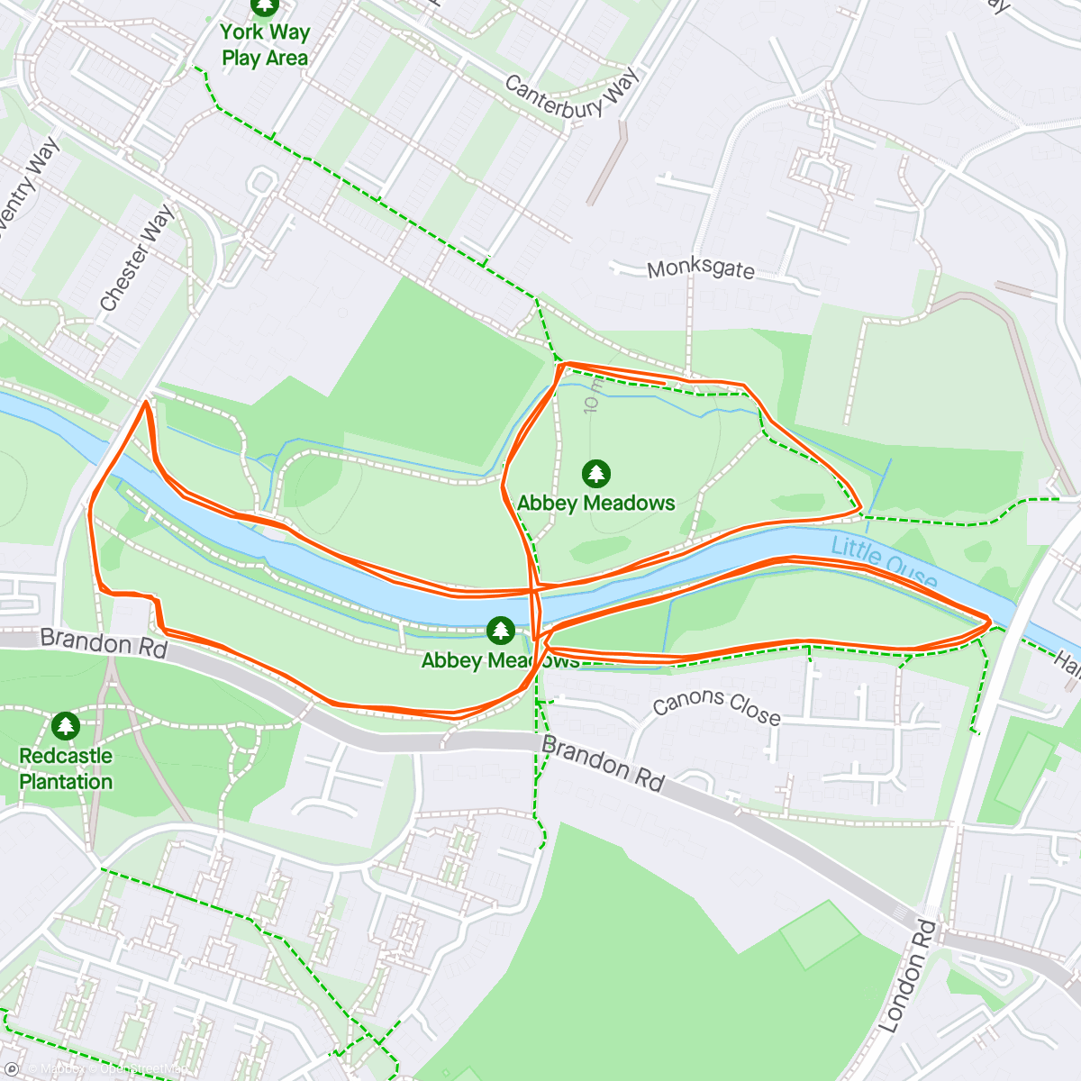 Map of the activity, Morning Run- hot hot park run