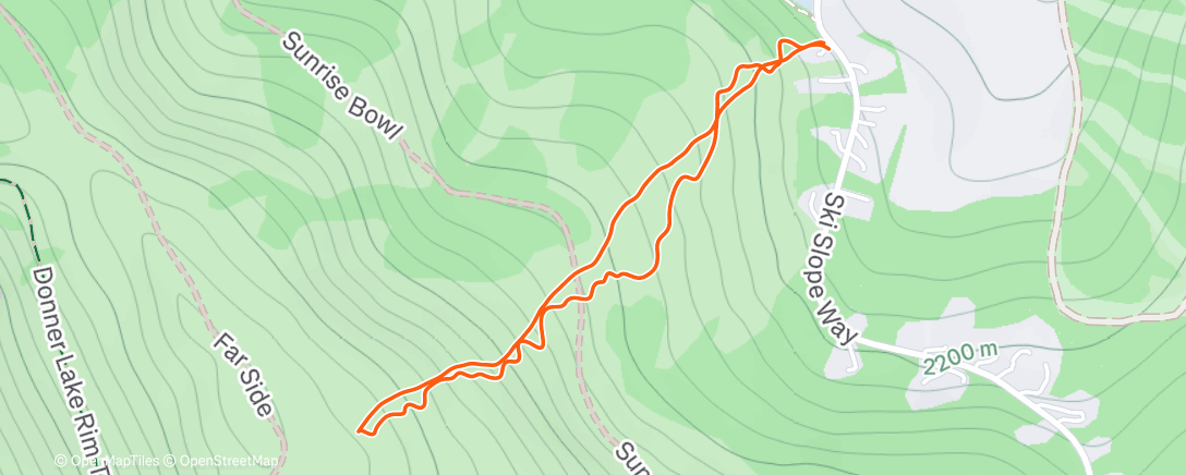 Map of the activity, Sunrise Bowl at Sunset