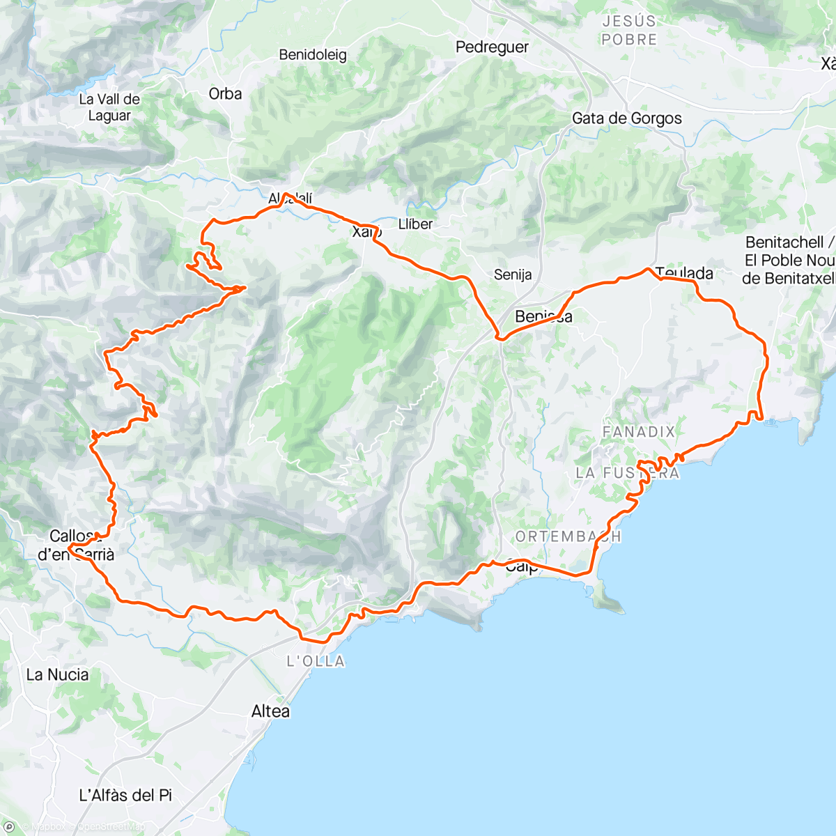 Map of the activity, Calpe dag 6