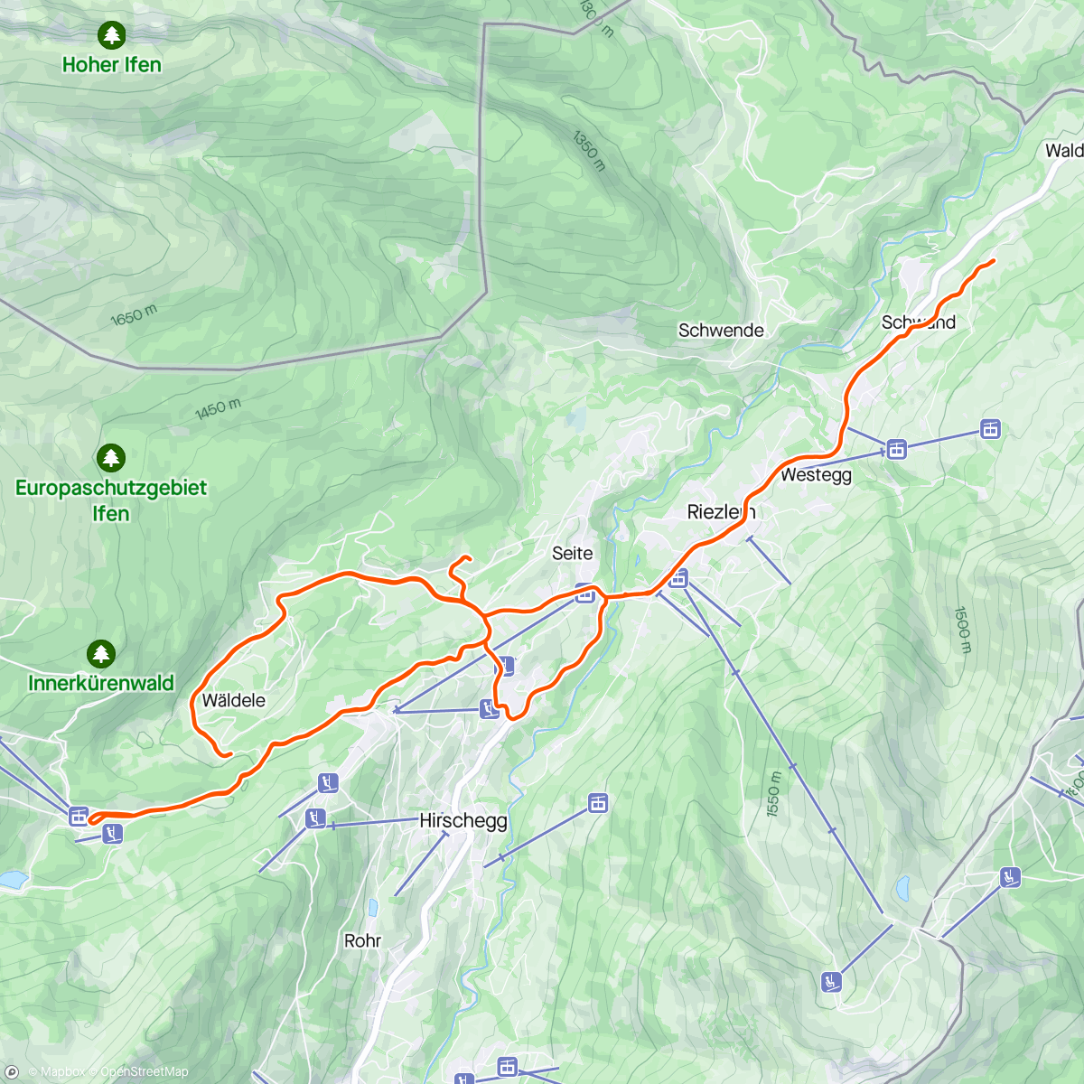 Map of the activity, Mittelberg a half marathon run