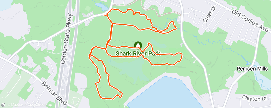 Map of the activity, Shark River hike