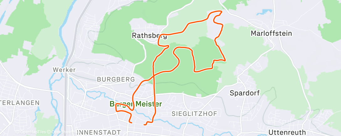 Map of the activity, Traillauf am Nachmittag