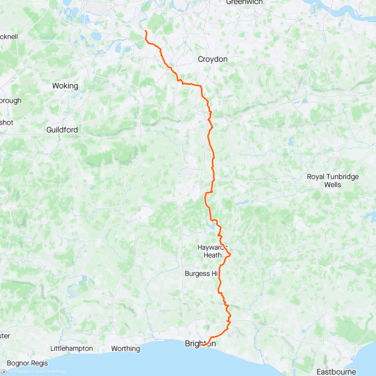 Map of the activity, Coast to Capital - Brighton to London