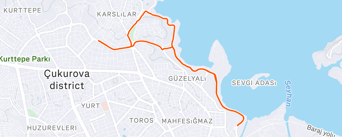 Map of the activity, Evening Run