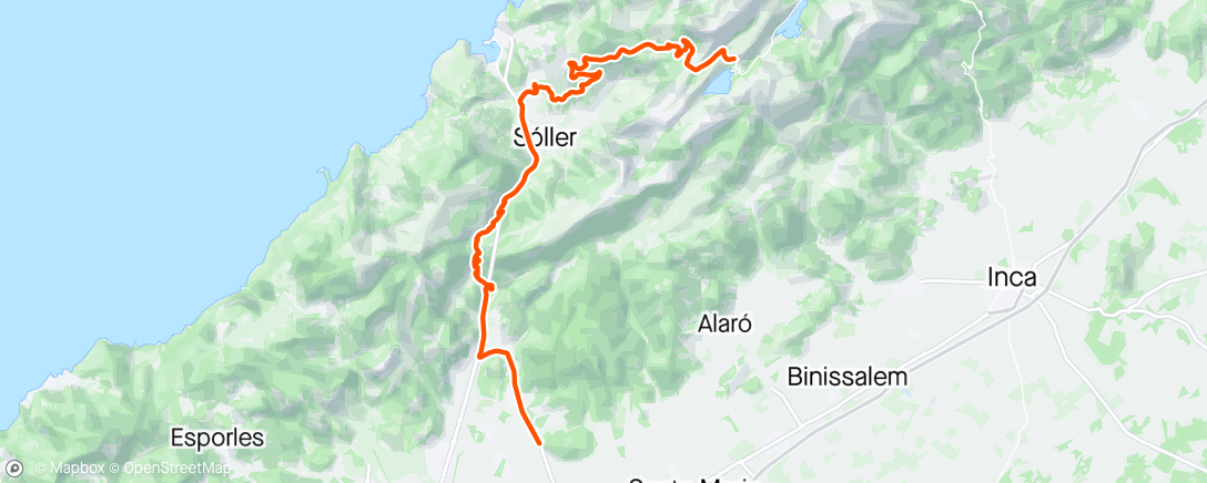 Map of the activity, Soller and Puig Major turbo ride