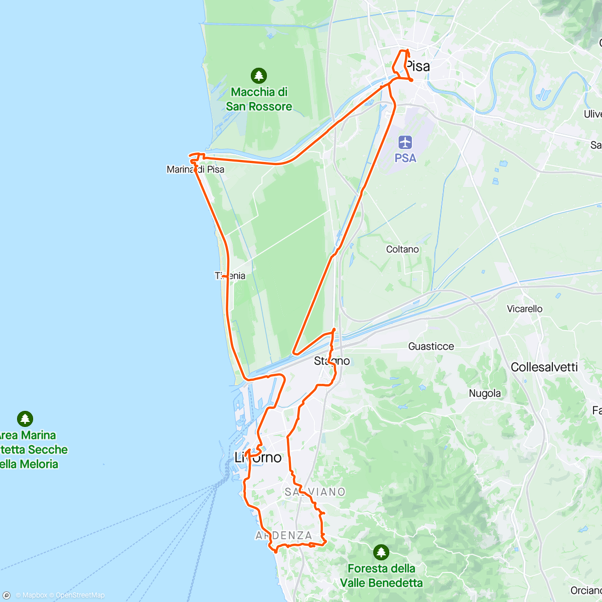 Map of the activity, Dzień 8 - Piza, wybrzeże i pożegnanie Toskanii