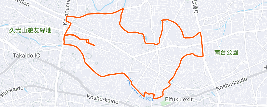 Map of the activity, Evening Run