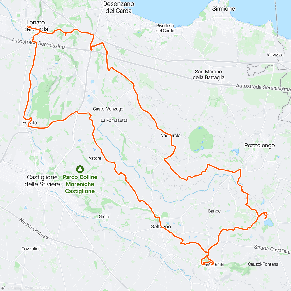 Map of the activity, Sessione di gravel biking mattutina cicloturismo tra Lonato e Castellaro Lagusello