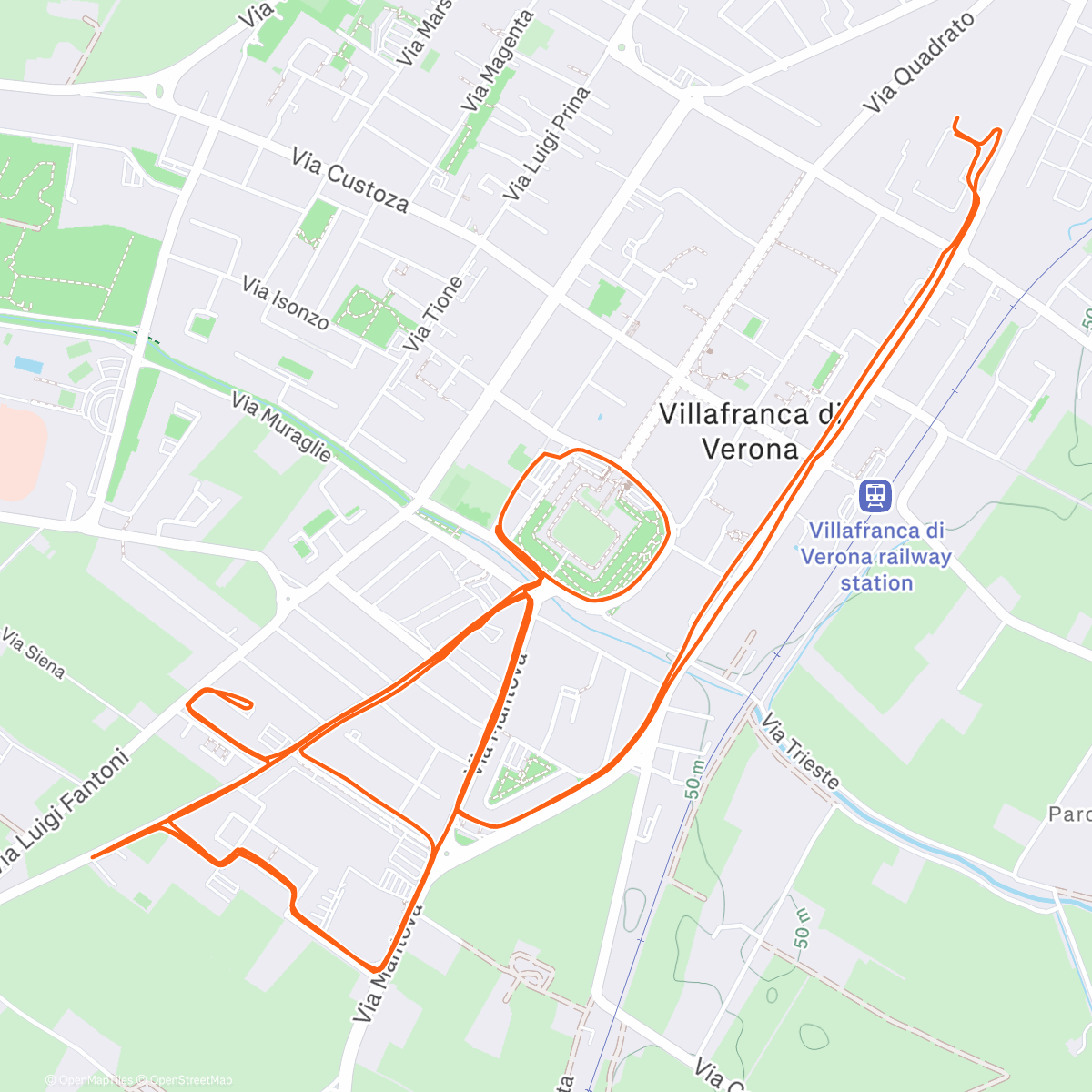 Map of the activity, Afternoon Run in trasferta