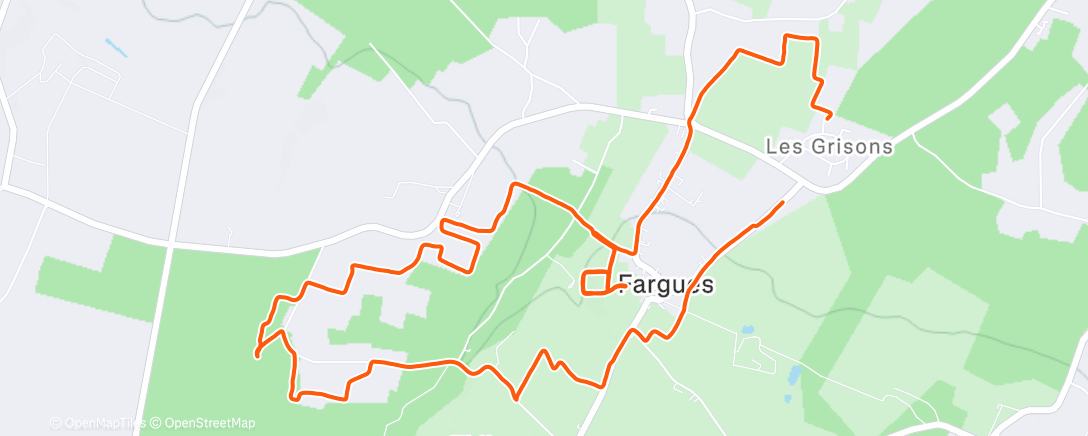 Map of the activity, Course à pied dans l'après-midi